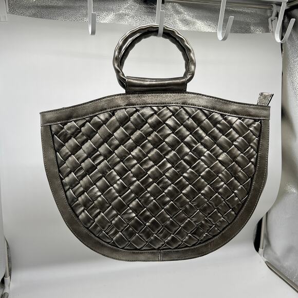 Patricia Nash Leather Oliena Satchel with Crossbody Strap Silver Color - Picture 1 of 13